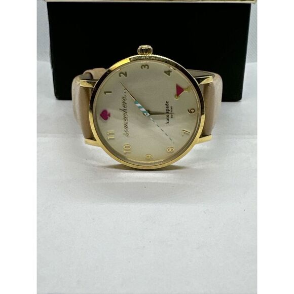 Kate Spade 0484 Women Beige Leather Strap Analog Dial Quartz Wrist Watch JNA137